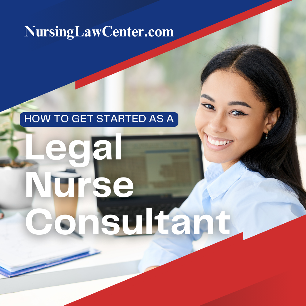 A woman sitting at her computer in front of the words " how to get started as a legal nurse consultant ".