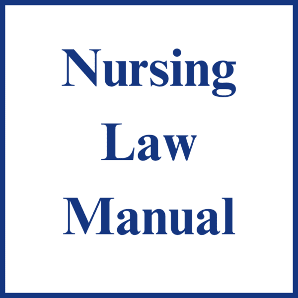 A picture of the nursing law manual.