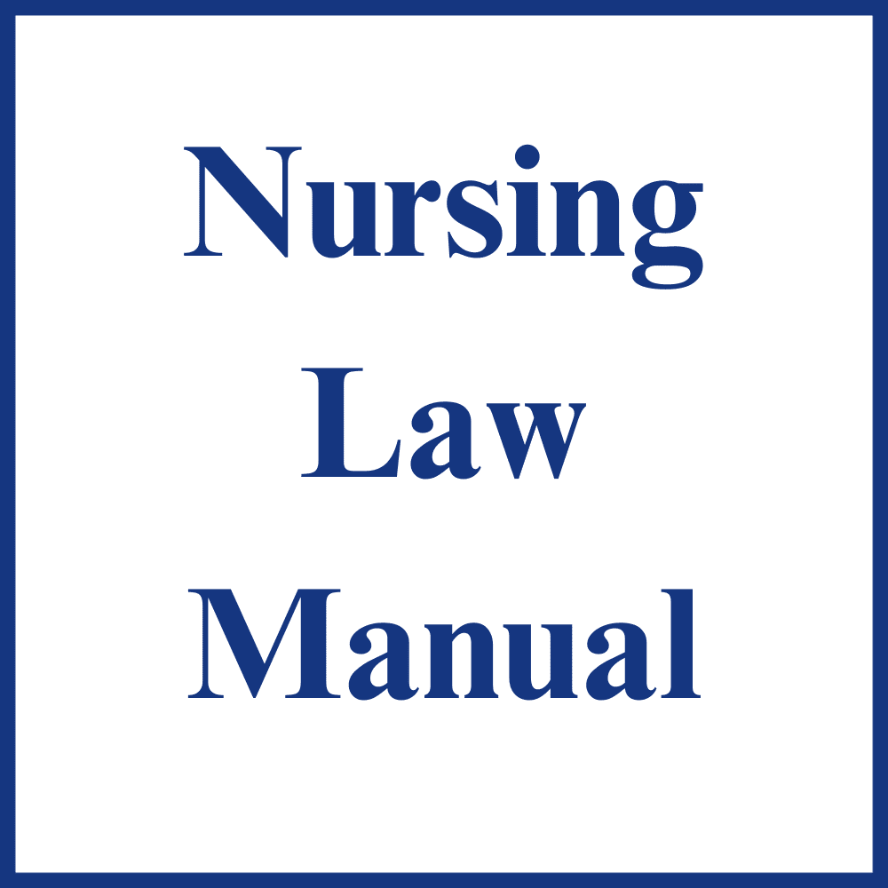 A picture of the nursing law manual.