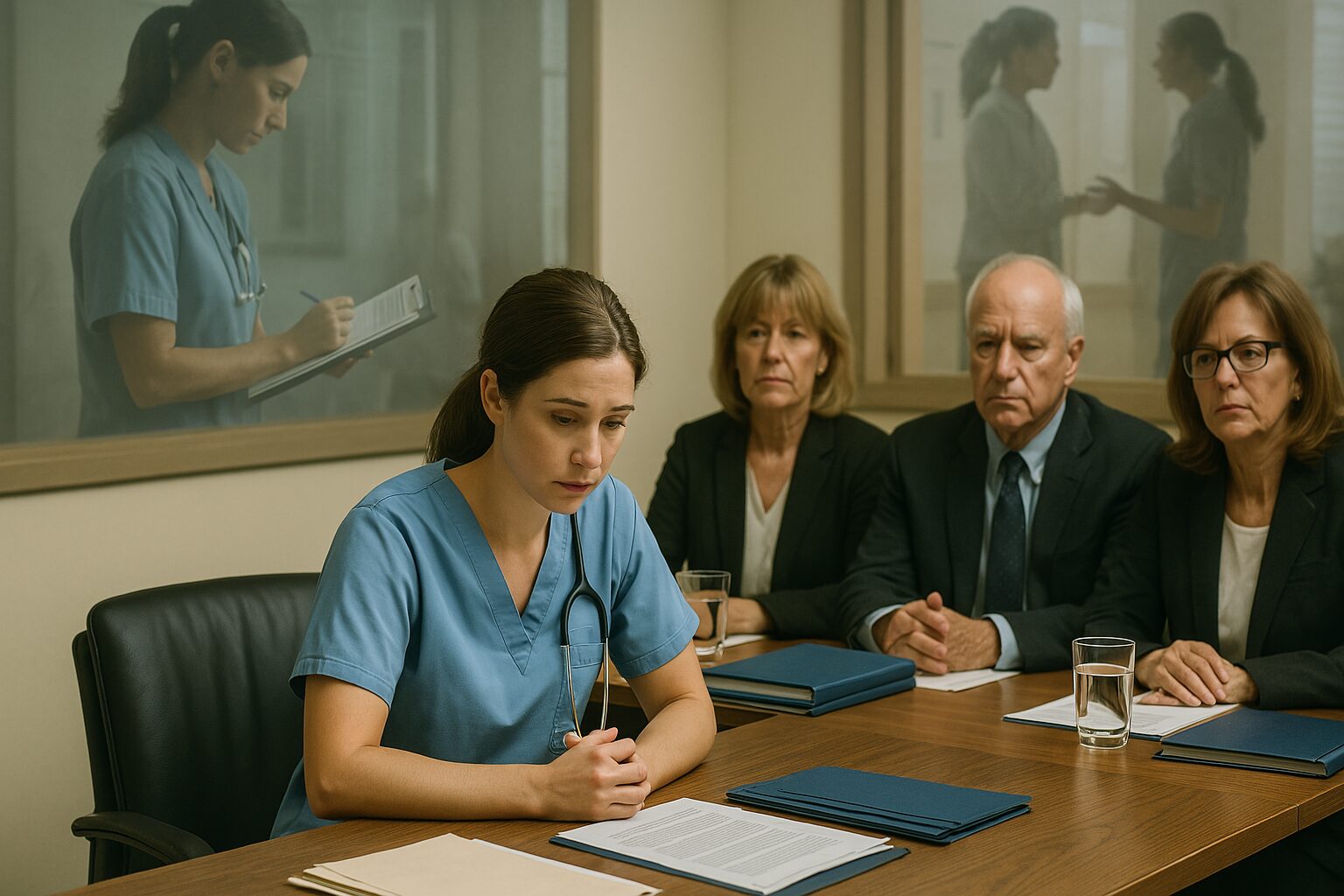 Nurse reviewing disciplinary action case studies