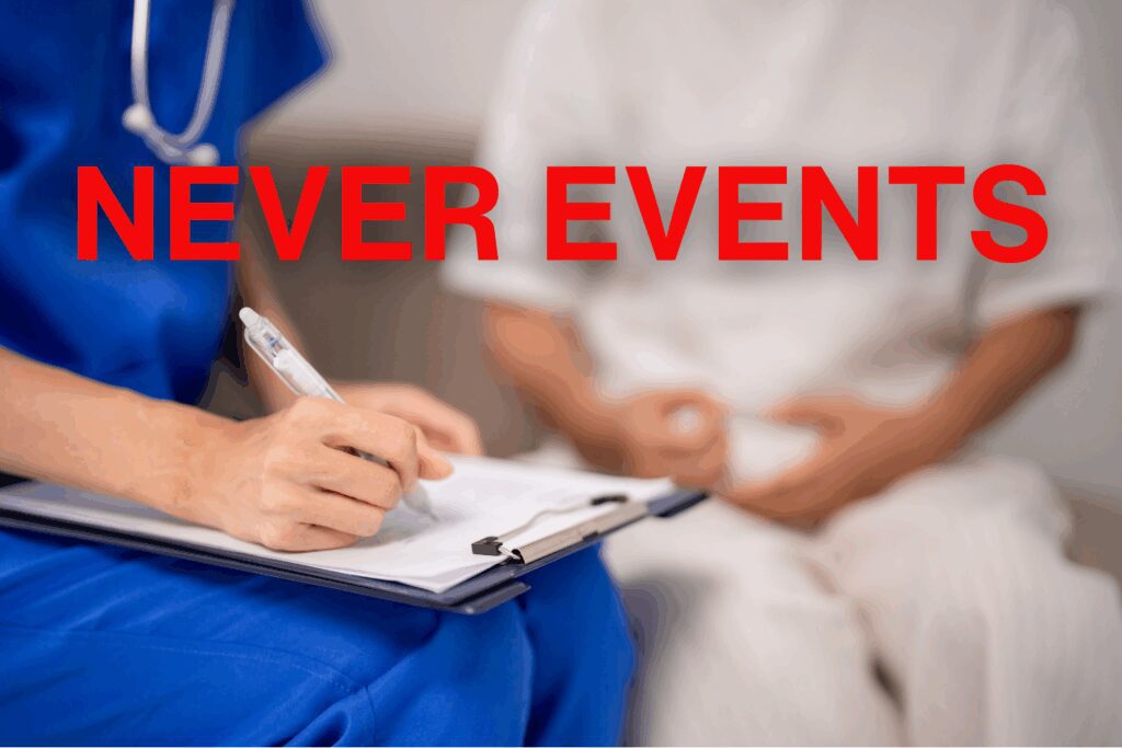 Close-up of nurse writing on medical chart during outpatient visit.