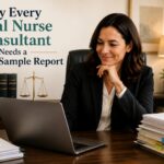 Attorney reviewing a Legal Nurse Consultant sample report, showing how a professional work sample builds confidence and helps attorneys choose the right LNC.
